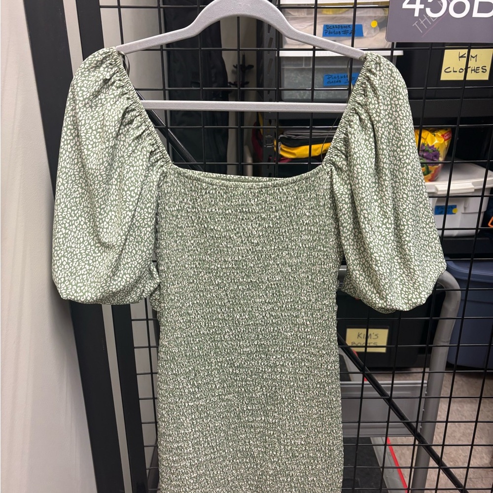 Green Ruched Mini Dress - Picture 2 of 3